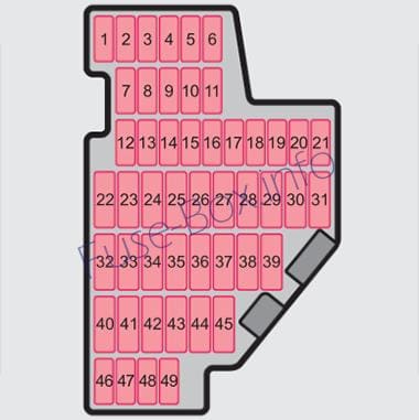 Instrument panel fuse box diagram: Skoda Octavia (2009, 2010, 2011, 2012, 2013)