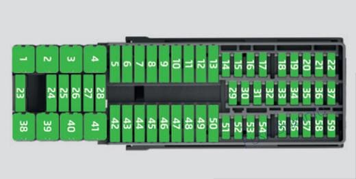 Instrument panel fuse box diagram (ver.2, LHD): Skoda Rapid (2016, 2017, 2018, 2019)