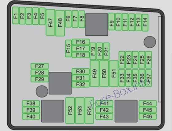 Under-hood fuse box diagram (ver.1): Skoda Superb (2008, 2009)