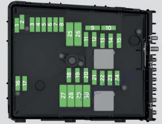 Under-hood fuse box diagram (ver.2): Skoda Yeti (2009, 2010)