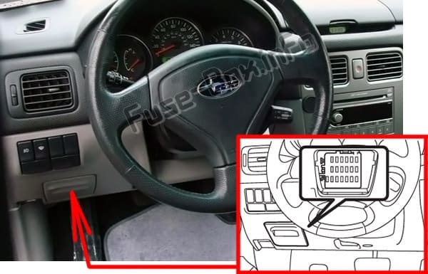 The location of the fuses in the passenger compartment: Subaru Forester (SG; 2003-2008)