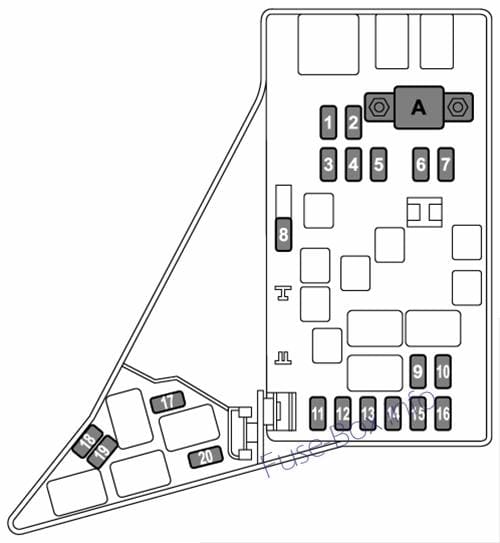 Under-hood fuse box diagram: Subaru Forester (2013, 2014, 2015, 2016)