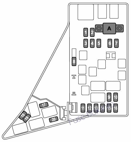 Under-hood fuse box diagram: Subaru Impreza (2012)