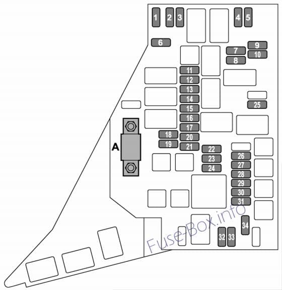 Under-hood fuse box diagram: Subaru Legacy (2010, 2011, 2012)