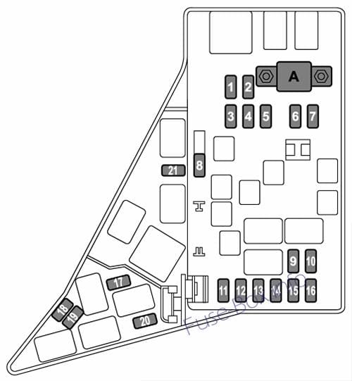 Under-hood fuse box diagram (STI): Subaru WRX (2015, 2016, 2017)