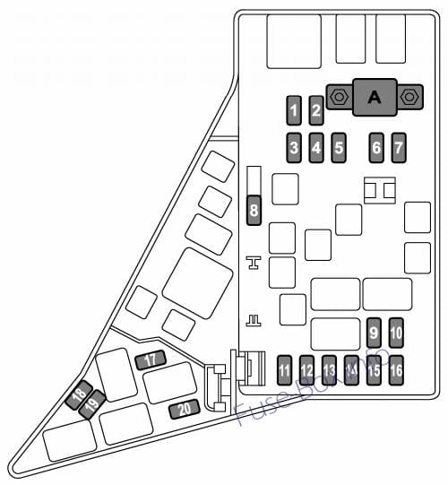 Under-hood fuse box diagram: Subaru WRX (2015, 2016, 2017)