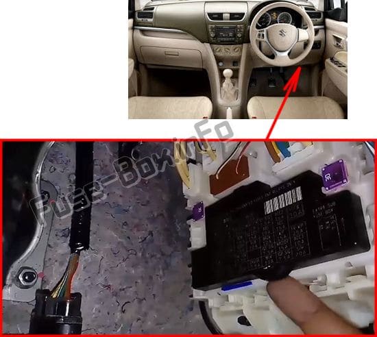 The location of the fuses in the passenger compartment: Suzuki Ertiga (2012- 2018)