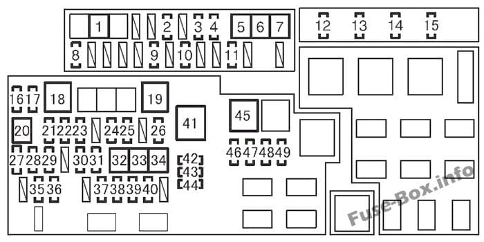 Under-hood fuse box diagram: Toyota 4Runner (2010, 2011, 2012, 2013, 2014, 2015, 2016, 2017)