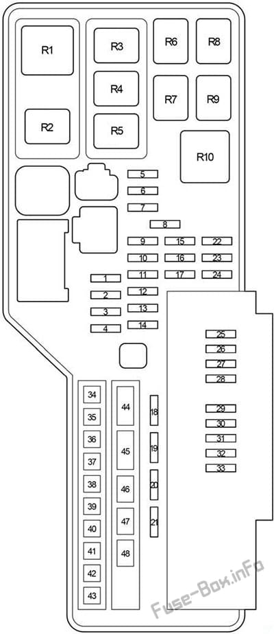 Under-hood fuse box diagram: Toyota Aurion (2006, 2007, 2008, 2009, 2010, 2011, 2012)