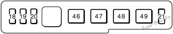 Under-hood fuse box #2 diagram: Toyota Avalon (1995, 1996, 1997, 1998, 1999)