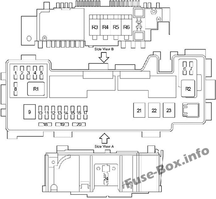 Under-hood fuse box diagram: Toyota Aygo (2005-2014)