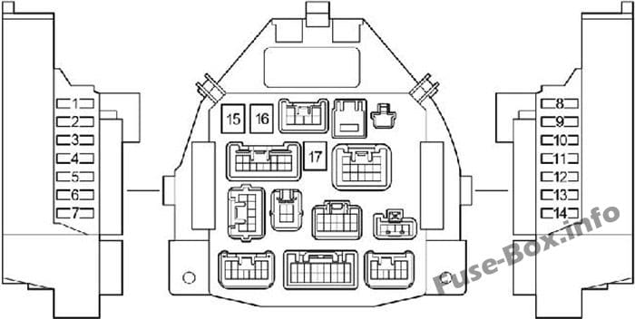 Instrument panel fuse box diagram: Toyota Aygo (2005-2014)