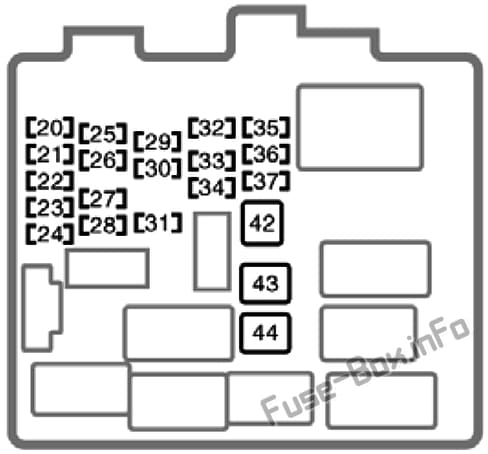 Interior fuse box diagram: Toyota Camry (1997, 1998, 1999, 2000, 2001)