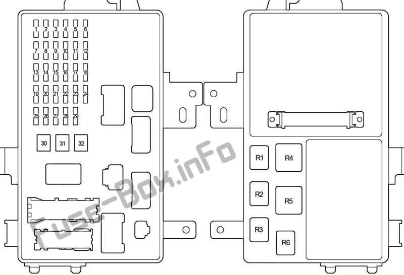 Instrument panel fuse box diagram: Toyota Camry (2002, 2003, 2004, 2005, 2006)