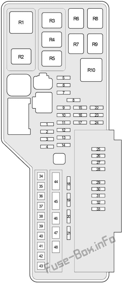 Under-hood fuse box diagram: Toyota Camry (2007, 2008, 2009, 2010, 2011, 2011)