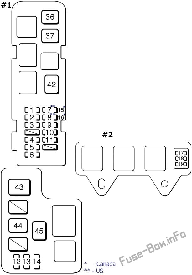 Under-hood fuse box diagram: Toyota Celica (1996, 1997, 1998, 1999)