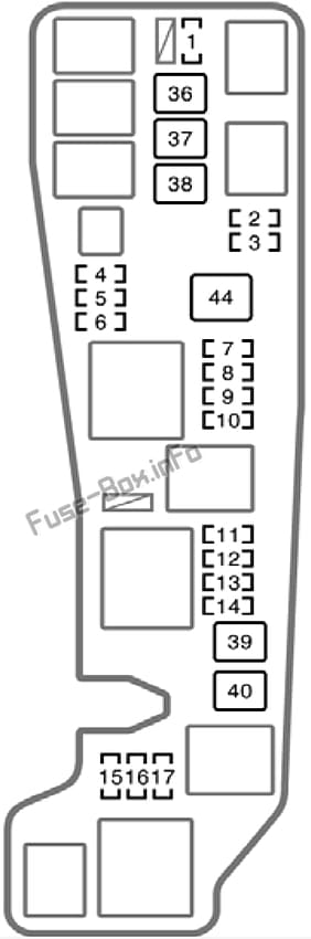 Under-hood fuse box diagram: Toyota Corolla (2003, 2004, 2005, 2006, 2007, 2008)