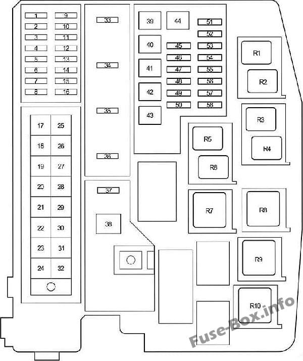 Under-hood fuse box diagram (type 1): Toyota Corolla / Auris (2007, 2008, 2009, 2010, 2011, 2012, 2013)