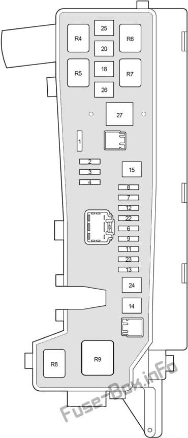 Under-hood fuse box diagram (ver.1): Toyota Corolla Verso (2004, 2005, 2006, 2007, 2008, 2009)