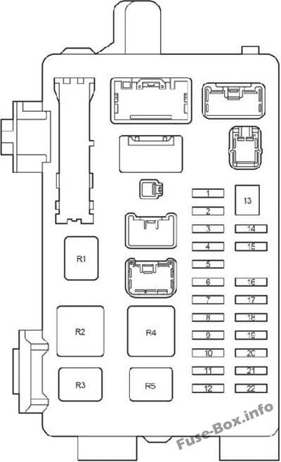 Instrument panel fuse box #1 diagram: Toyota Corolla Verso (2004, 2005, 2006, 2007, 2008, 2009)