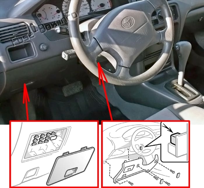 Diagrama de fusibles Toyota Paseo (L50; 1995-1999) en español