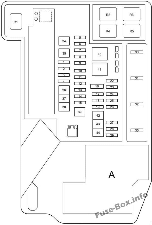 Under-hood fuse box diagram: Toyota Prius V / Prius+ / Prius α (2012-2018)