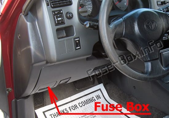 The location of the fuses in the passenger compartment: Toyota RAV4 (XA10; 1998-2000)