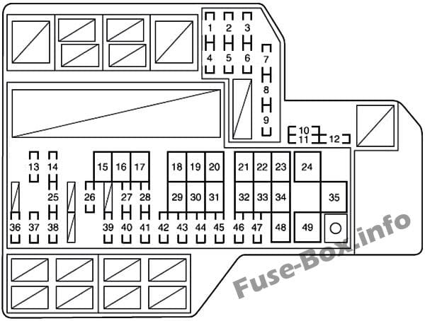 Under-hood fuse box diagram: Toyota Sienna (2011, 2012, 2013, 2014, 2015, 2016, 2017, 2018)