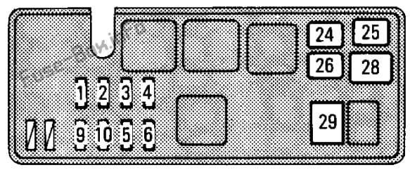 Under-hood fuse box diagram: Toyota T100 (1993, 1994, 1995, 1996, 1997, 1998)