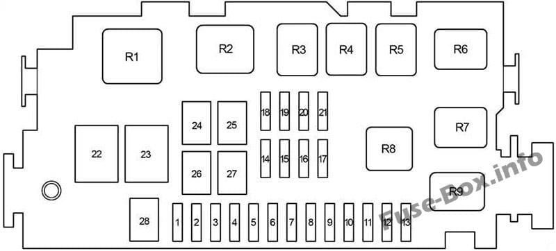 Under-hood fuse box diagram: Toyota Tacoma (2001, 2002, 2003, 2004)