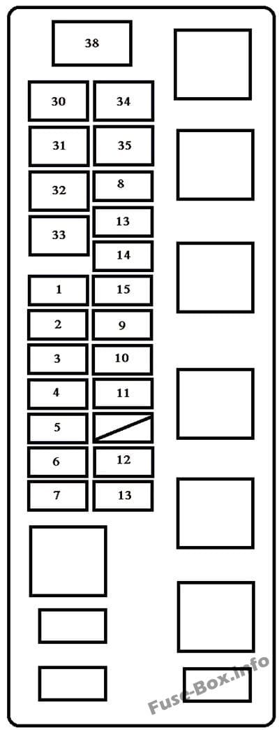 Under-hood fuse box diagram: Toyota Tundra (2001, 2002)