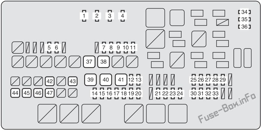 Under-hood fuse box diagram: Toyota Tundra (2007, 2008, 2009, 2010, 2011, 2012, 2013)