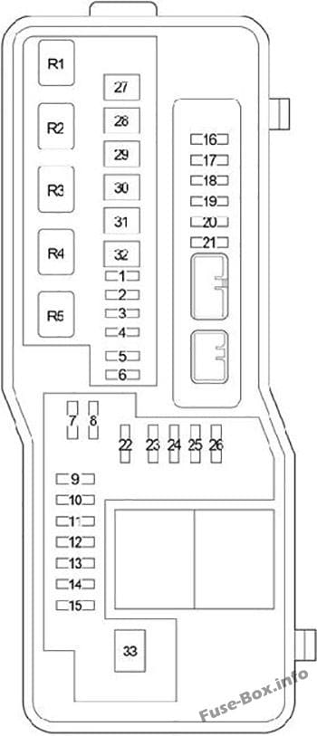 Under-hood fuse box diagram: Toyota iQ (2008, 2009, 2010, 2011, 2012, 2013, 2014, 2015)