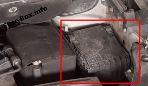 The location of the fuses in the engine compartment: Volkswagen Caddy (2003-2010)