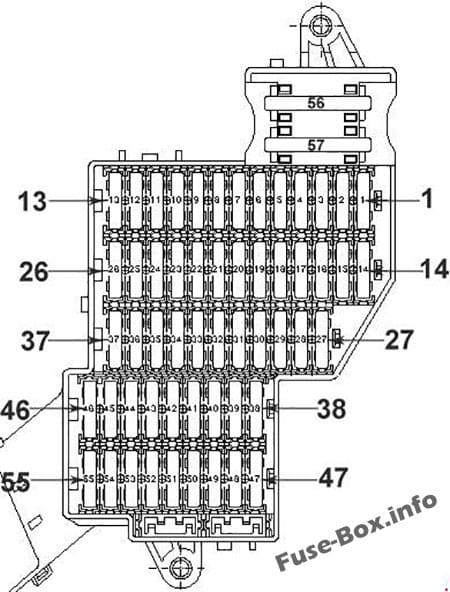 Instrument panel fuse box diagram (left): Volkswagen Touareg (2002, 2003, 2004, 2005)