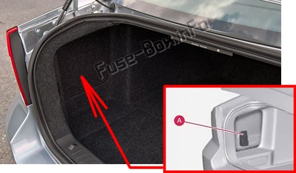 The location of the fuses in the luggage compartment: Volvo S80 (2011-2016)